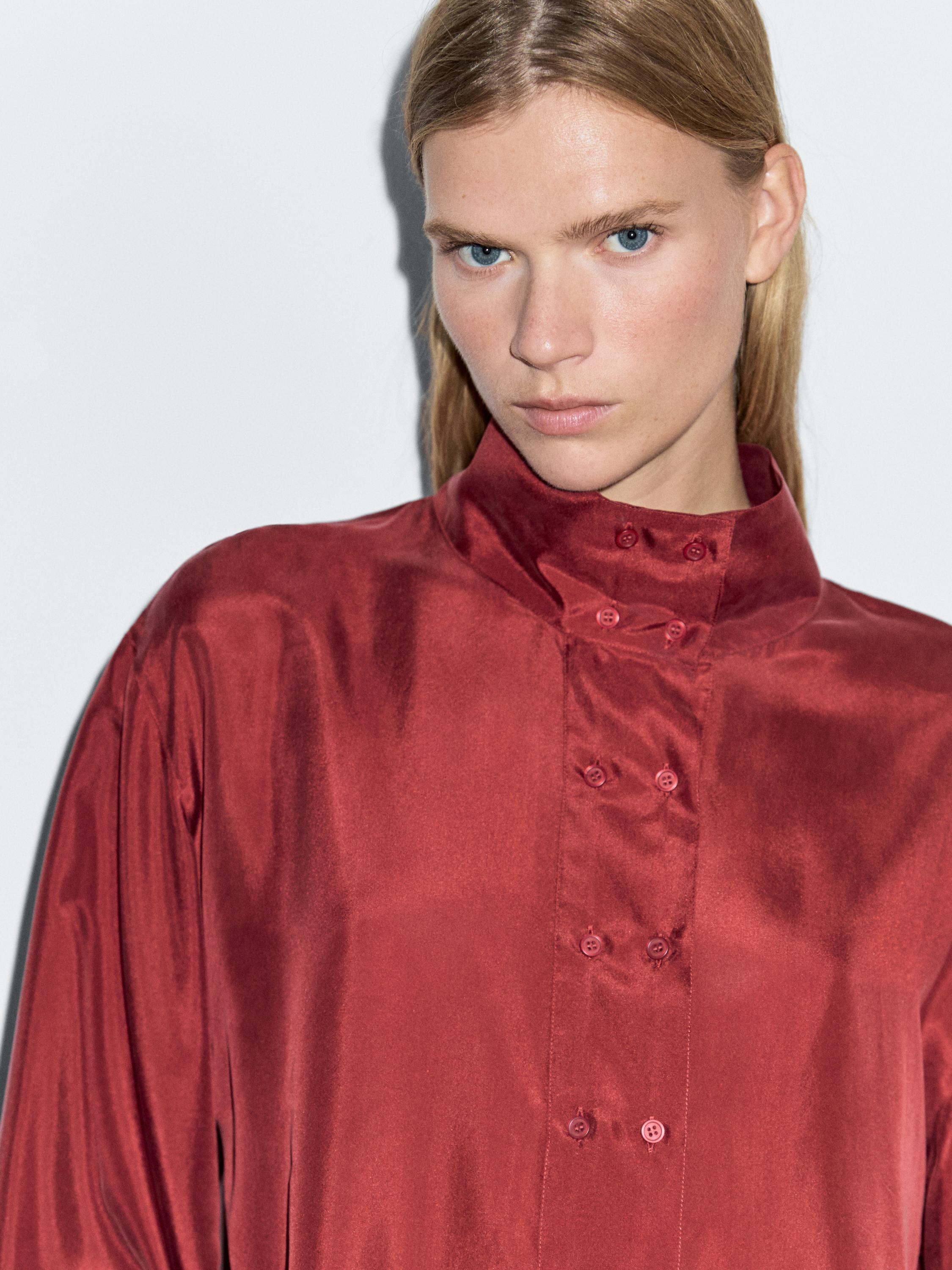 Chemisier boutons fantaisie 100 % soie